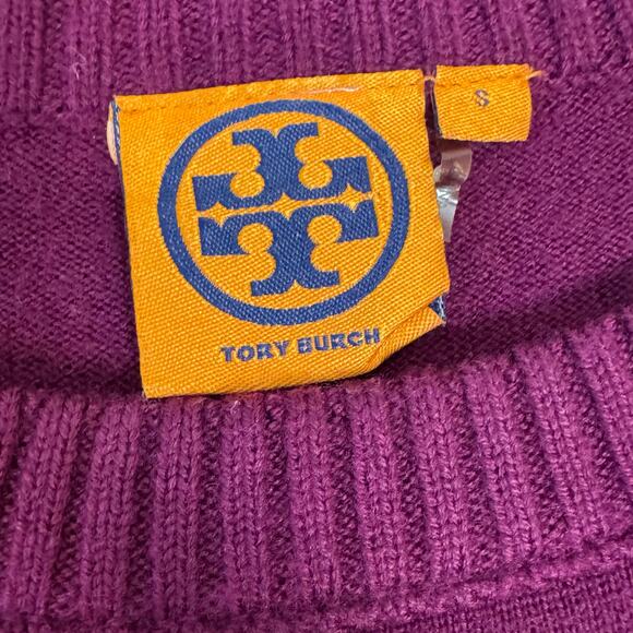 Tory Burch Women's Size Small Wool Cashmere Deep Fuchsia Sweater Embellished - Picture 5 of 12